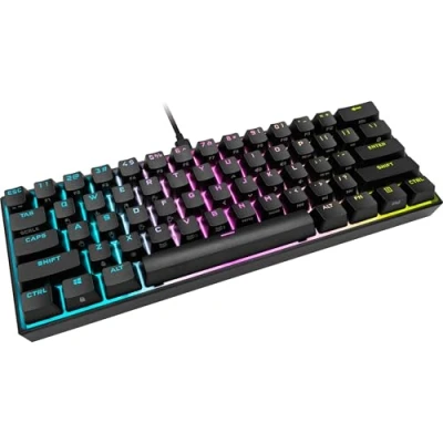 Afbeelding van Corsair K65 RGB MINI 60% mechanisch gamingtoetsenbord (aanpasbare verlichting met enkele toetsen, CHERRY MX SPEED PBT double shot keycaps, AXON technologie), QWERTZ, zwart