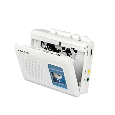 Afbeelding van TOMASHI Draagbare cassettespeler taperecorder Walkman met ingebouwde luidspreker, microfoon, hoofdtelefoonaansluiting, 11,6 x 9,0 3,5 cm