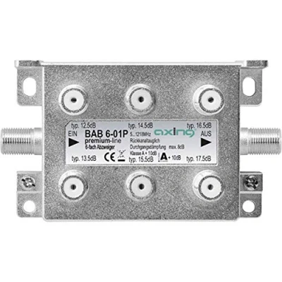 Afbeelding van Axing BAB 6 01P voudige kabeltelevisie CATV multimedia DVB T2 klasse A+, 10dB, 5 1218 MHz metaal