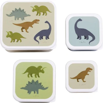 Afbeelding van A little lovely company lunchbox set dinosaurussen 4st