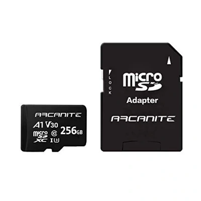 Afbeelding van ARCANITE 256 GB microSDXC geheugenkaart met adapter UHS I U3, A1, V30, 4K, C10, microSD AKV30A1256