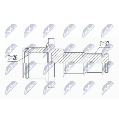 Afbeelding van NTY NPW VW 004W1 Aandrijfas Vooras VOLKSWAGEN: TRANSPORTER 4, 4 Bus