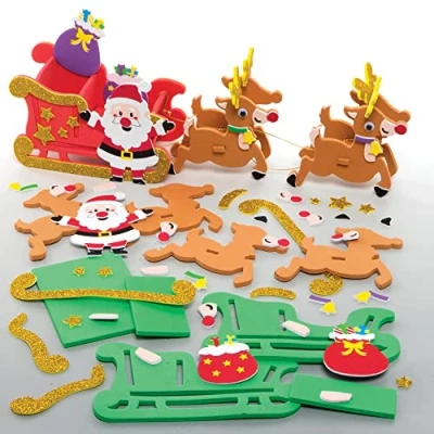 Afbeelding van Baker Ross FE856 Rendier en slee sets pakket van 2, kerstversieringen voor kinderen om te maken tentoon stellen, ideaal project kunst ambachten