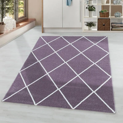 Afbeelding van Laagpolig vloerkleed Smoothly Lines Paars/Wit 80x150cm Adana Carpets