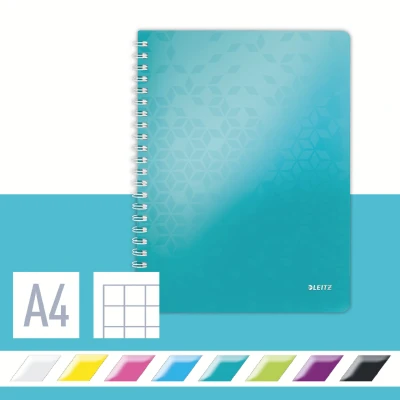 Afbeelding van Leitz WOW schrift formaat 21 x 297 cm( A4) geruit 5 mm ijsblauw