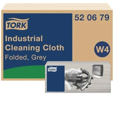 Afbeelding van Tork Industrial Gevouwen Reinigingsdoeken Grijs W4, Flexibel en Zacht, 120 doeken, 520679