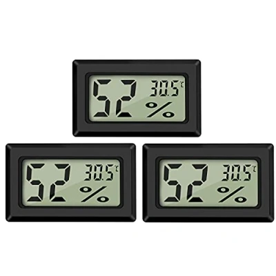 Afbeelding van Thlevel Digitale minithermometer en hygrometer met lcd scherm, 3 stuks, meet temperatuur luchtvochtigheid, voor koelkast, aquarium, 50C +70C (3 stuks A)