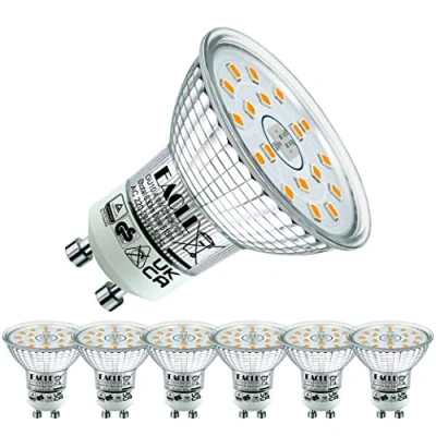 Afbeelding van EACLL GU10 LED warm wit 4,9 watt vervangt 70W halogeenlampen, 6 pack, 515 lumen 2700 K lampen, AC 230 V flikkervrije straler, stralingshoek 120 graden spot, niet dimbaar reflectorlamp