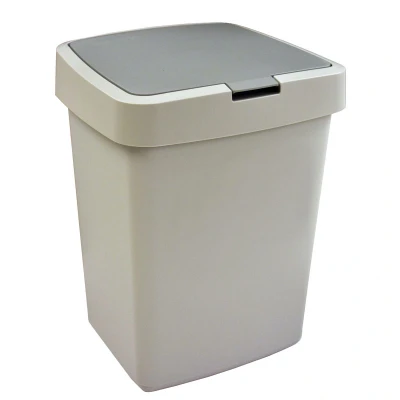 Afbeelding van SUNWARE Delta vuilnisbak met klep deksel bevestigingsring 10 L 25 x 22 32,5 cm grijs