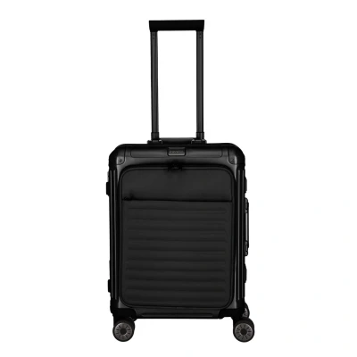 Afbeelding van Travelite Next 2.0 Aluminium 4 Wiel Trolley S with Frontpocket black matt Harde Koffer