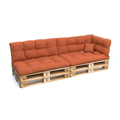 Afbeelding van POKAR Pallet kussens pallets palletkussens palletbank palletmeubelen set van 6 stuks set: zitkussen 120x80 + rugleuning 120x40, oranje