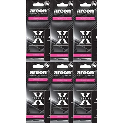 Afbeelding van AREON X Versie Auto Luchtverfrisser Bubble Gum Snoepjes Spiegel Opknoping Zwart Set Multi Pack van 3