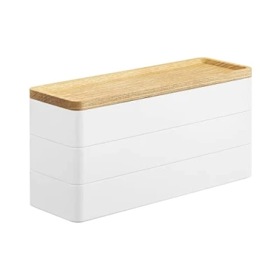 Afbeelding van Yamazaki 3 Tiered slim accessory case with lid Rin White
