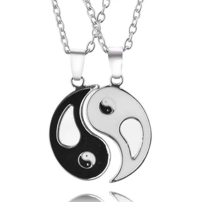 Afbeelding van Bixorp Friends BFF Ketting voor 2 Yin Yang Zilverkleurig Vriendschapsketting Best Vriendschap Cadeau Twee