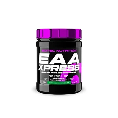 Afbeelding van Scitec Nutrition EAA Xpress Volledig spectrum essentiële aminozuren 3400mg BCAA, 7160mg Glutenvrij, suikervrij, lactosevrij, 400 g, Kiwi Kalk