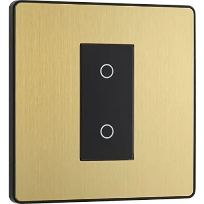 Afbeelding van BG Electrical Evolve dimmerschakelaar met enkele aanraking, secundair, 200 W, geborsteld messing