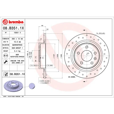 Afbeelding van Brembo Remschijven 08.B351.1X