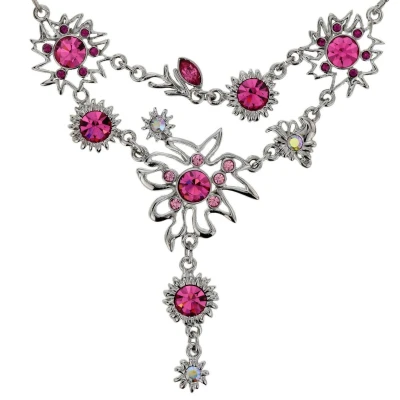 Afbeelding van Behave Korte ketting met hanger en roze stenen