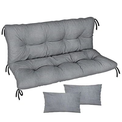 Afbeelding van Tuinschommel hangmat zitkussen waterdicht 100 x 50 cm, voor palletmeubels, buiten, terras, ligstoel, bankkussen met rugleuning tuinmeubelen, vlas [133]