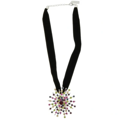Afbeelding van Behave Zwarte ketting met hanger gekleurde steentjes