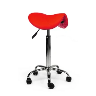 Afbeelding van zadelkruk Hoog Rood Zithoogte 70/84cm kruk op wielen krukje werkkruk bureaukruk kapperskruk verstelbaar draaikruk tabouret met rugleuning tot 160kg