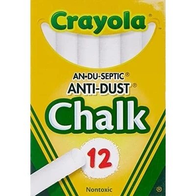 Afbeelding van CRAYOLA Niet toxische Anti stof Krijt, Wit, 12 Stokken/Doos (50 1402)
