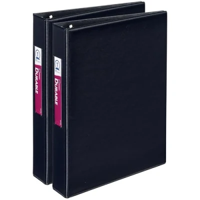 Afbeelding van Avery 1&quot; Mini Duurzame 3 Ringmappen, Ronde Ringen, 5 1/2&quot; x 8 1/2&quot;, Capaciteit 175 vel, Zwart, 2 Pack (13456)