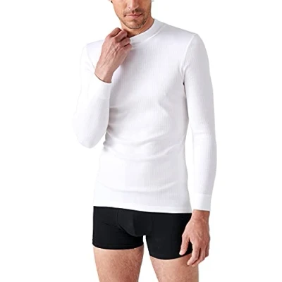 Afbeelding van Damart Thermolactyl T shirt met opstaande kraag, fleece ribben, Wit, L