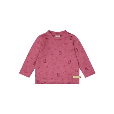 Afbeelding van loud + proud Shirt met print, van biologisch katoen, GOTS gecertificeerd, rood (rouge), 74 80