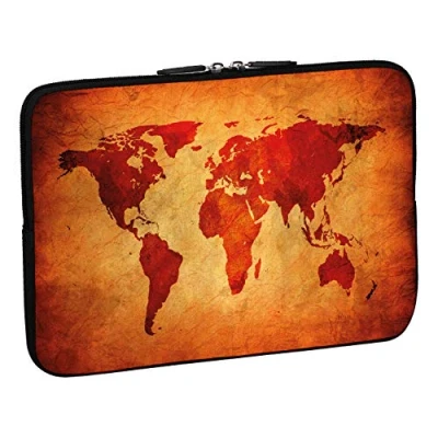 Afbeelding van PEDEA Design beschermhoes notebook tas 10,1 inch / 13,3 15,6 17,3 brown global map
