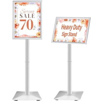Afbeelding van VAIIGO Heavy Duty Sign Holder Poster Standaard, Verstelbaar Menu Display Stand Floor Standing Houder met Cast Iron Base voor Poster, Menu, Ads, Sales, Notitie, Signage (A3, Zilver)