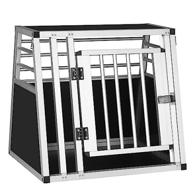 Afbeelding van EUGAD Transportbox voor honden, kleine beagle, Franse bulldog, terriërs, corgi en teckel, van aluminium MDF, 60 x 50 55 cm (l d h)