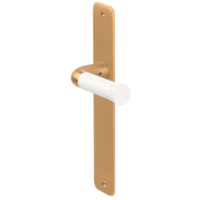 Afbeelding van Formani Deurkruk Edward van Vliet NOUR EV101P211SFC op schild blind PVD mat goud/wit