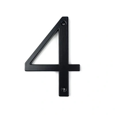 Afbeelding van HASWARE Huisnummerbord 4 inch (10 cm) Moderne Deurnummers Bewegwijzering Plaque Straat Huisadres Cijfers Zinklegering (4, Zwart)