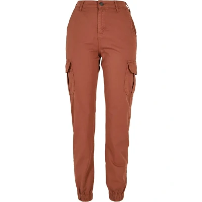 Afbeelding van Urban Classics HIGH Waist Cargobroek, Dames, Maat: 26, Terracotta