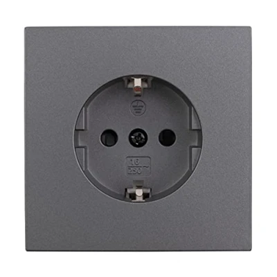 Afbeelding van MC POWER Geaard stopcontact SHALLOW 250V /16A, klemaansluiting, antraciet, mat