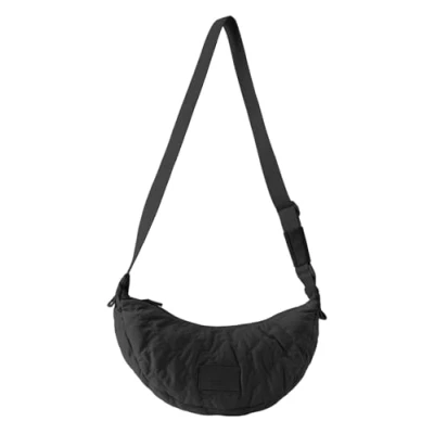 Afbeelding van SEIDENFELT MANUFAKTUR Schoudertas Hetta Halfmoon Bag Black Zwart