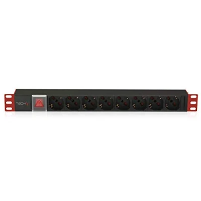 Afbeelding van Techly I CASE STRIP 18C20 stroomverdeler (PDU), 8 AC stopcontacten, 1U, aluminium, zwart (eenvoudig, eenfasig, horizontaal, zwart)