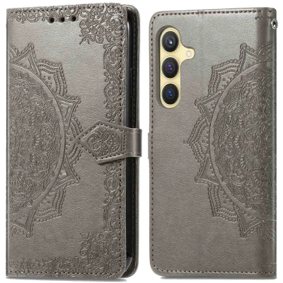 Afbeelding van Samsung Galaxy S24 Hoesje Kunstleder iMoshion Bookcase Grijs Telefoonhoesje