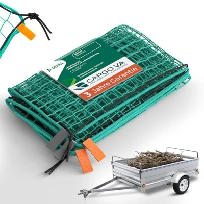 Afbeelding van CargoVA® Intelligent aanhangernet, 2 x m, platformnet met rubberen touw en hoekmarkering, voor perfecte ladingbeveiliging