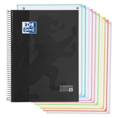 Afbeelding van Oxford, Notitieboek A4, geruit 5 x 5, extra harde omslag, 10 gekleurde linten, 150 vellen, microgeperforeerd, zwart