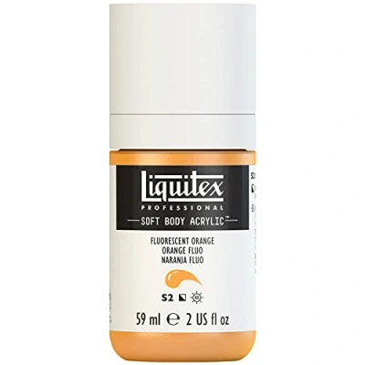 Afbeelding van Liquitex 1959982 Professionele acrylverf voor zachte huid kunstenaarsverf in romige, ondoorzichtige consistentie, hoge pigmentatie, lichtecht en verouderingsbestendig, fles van 59 ml oranje fluo