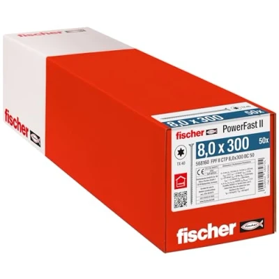 Afbeelding van Fischer PowerFast II 568160 Houtschroef 8 mm 300 Binnen T, Interne vertanding, TX, Torx, T profiel Staal Galvanisch verzinkt 50 stuk(s)