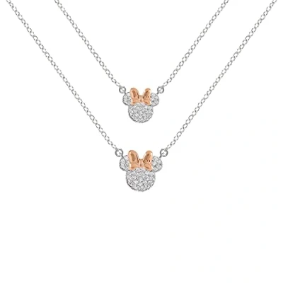 Afbeelding van Disney Minnie Mouse Two Tone Plated CZ Stone Set Moeder &amp; Dochter Ketting SF00486TZWL.PH, Eén maat, Messing, Geen edelsteen