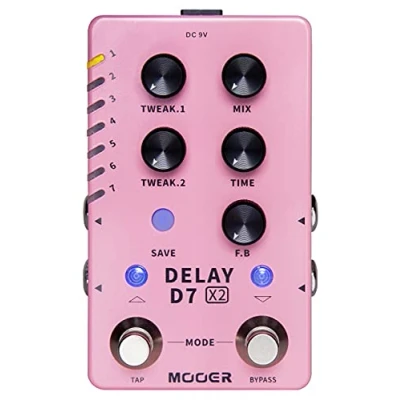 Afbeelding van Mooer D7 X2 delay stereo effectpedaal met 14 types