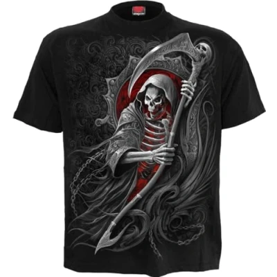 Afbeelding van Spiral Reaper&#039;s Portal T shirt zwart S 100% katoen Basics, Horror, Rock wear, Schedels