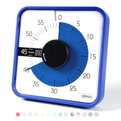 Afbeelding van Countdown timer 7,5 inch; 60 minuten 1 uur visuele klaslokaal onderwijsgereedschap kantoorvergadering, mechanische aftelklok voor kinderen examen tijdbeheer magnetisch, marineblauw