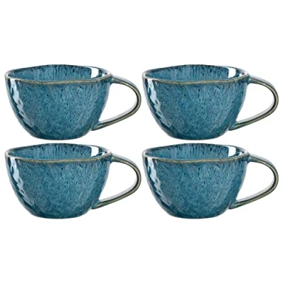 Afbeelding van Koffiekop Leonardo Matera Blauw 290ml (4 Delig)