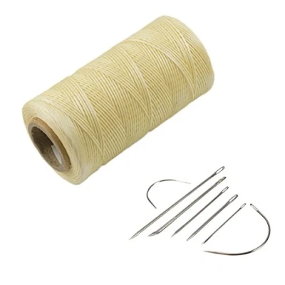 Afbeelding van Ycnk 150D, plat leren koord, gewaxt, 260 m x 1 mm beige