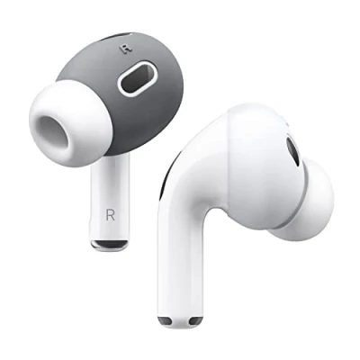 Afbeelding van elago [Past in Het Geval] Oordopjes Cover Compatibel met Apple AirPods Pro 2, Anti Slip Silicone Cover, Stofvrij (2 Paren van 2 Kleuren) (Donkergrijs/Wit)